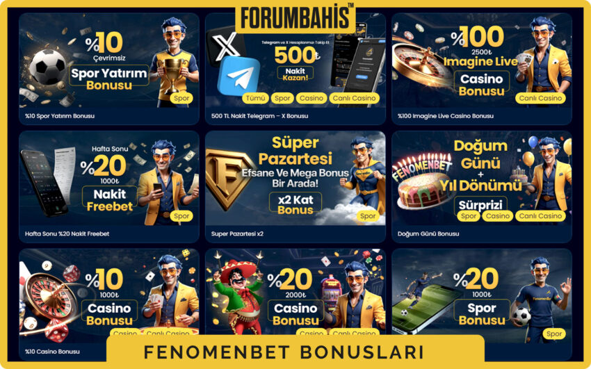 Fenomenbet bonuslar sekmesi, turnuva bonus ve ödül havuzu bilgisi