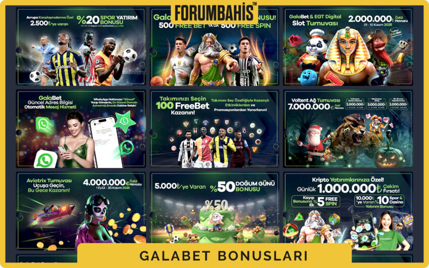 Galabet bonuslar genel görünüm, tüm bonus listesi ve filtre etiketleri