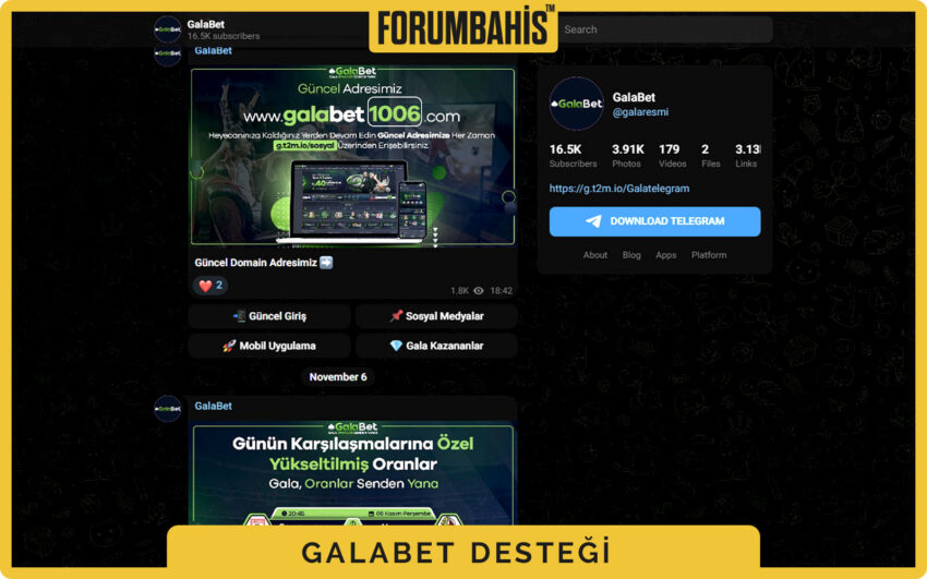 Galabet bildirim bandı, çalışma saatleri ve canlı destek bağlantısı