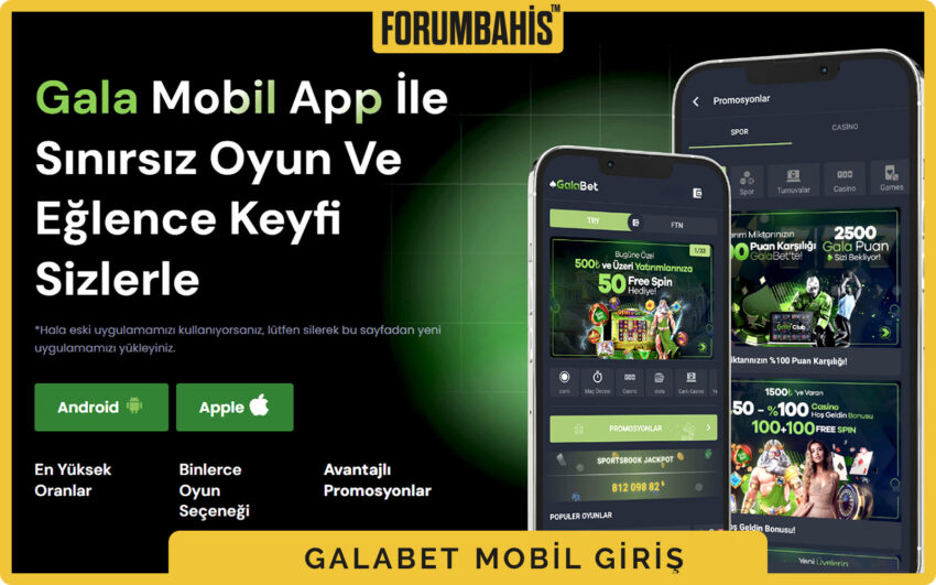 Galabet mobil ana navigasyon, spor, canlı, casino ve bonus sekmeleri