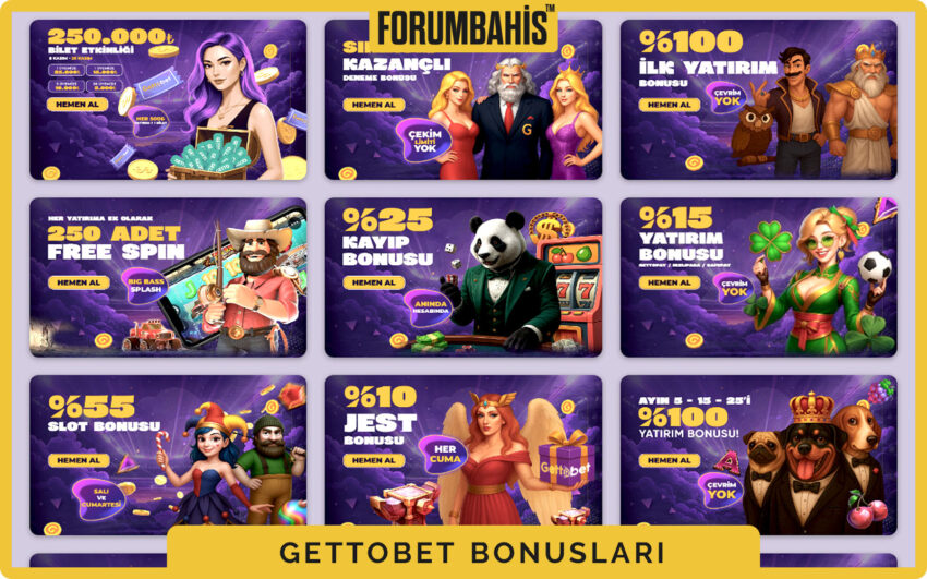 Gettobet bonuslar sekmesi, turnuva bonus ve ödül havuzu bilgisi