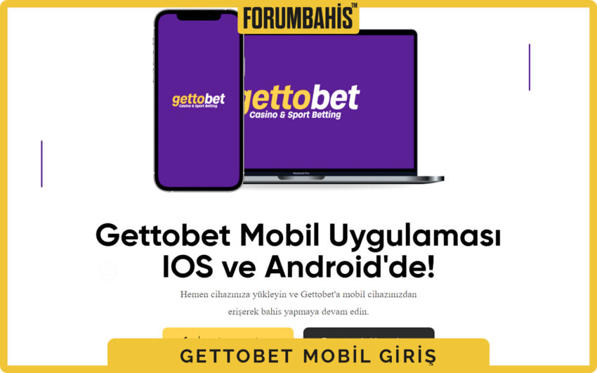 Gettobet mobil uygulama indir sayfası, Android ve iOS ikonları görünür