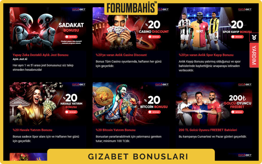 Gizabet bonuslar sekmesi, turnuva bonus ve ödül havuzu bilgisi