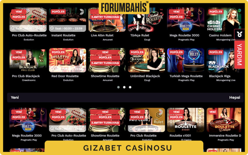 Gizabet casino sağlayıcı menüsü, Pragmatic ve Hacksaw seçenekleri