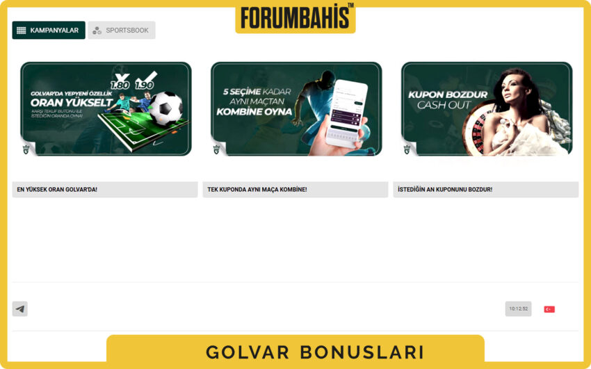 Golvar bonuslar sekmesi, turnuva bonus ve ödül havuzu bilgisi
