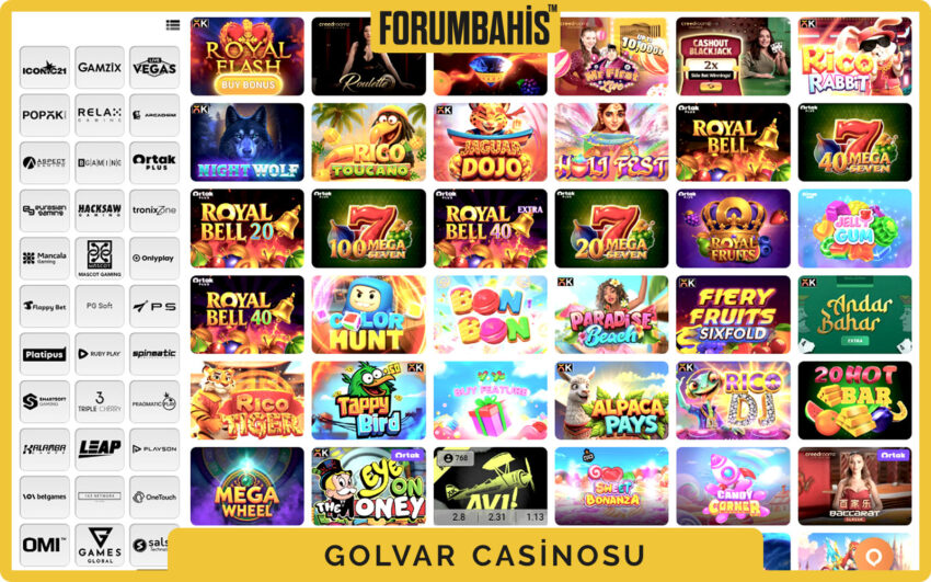 Golvar casino canlı oyun şovları, Monopoly ve Crazy Time kartları