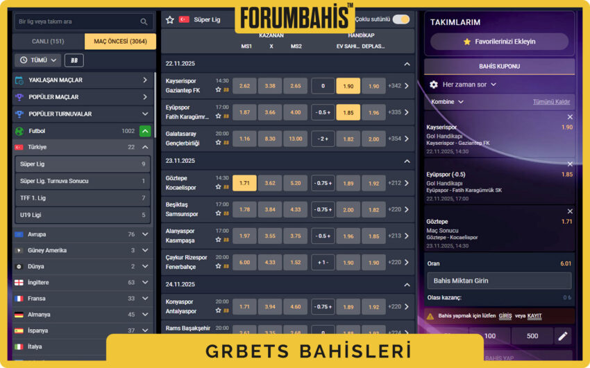 Grbets canlı bahis istatistik pencere, pozisyon grafikleri ve zaman çizgisi