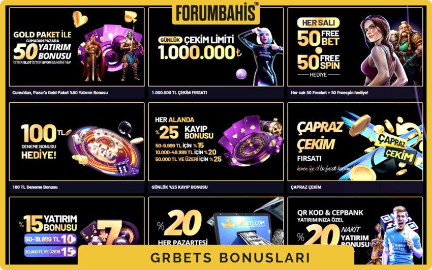 Grbets bonuslar bölümü, yatırım bonus ve çevrim şartı etiketi