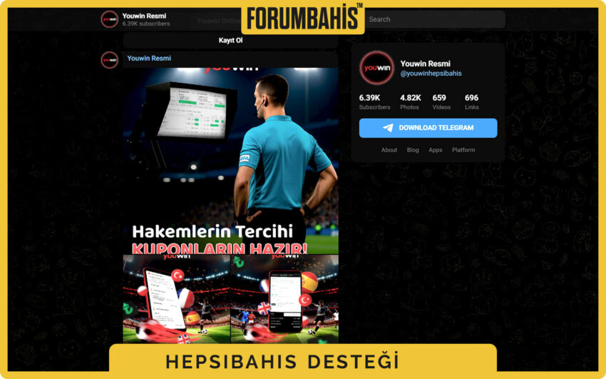 Hepsibahis Telegram kanalına geçiş için destek butonu ve davet linki