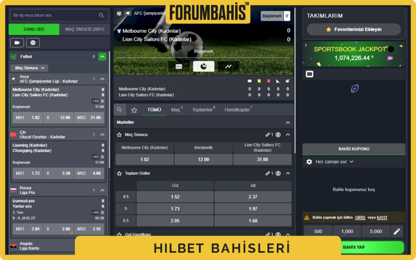Hilbet maç öncesi ve canlı oranlar, üstte spor bahis filtreleri