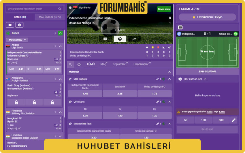 Huhubet genel iletişim ekranı, tüm kanalları listeleyen birleşik destek görünümü