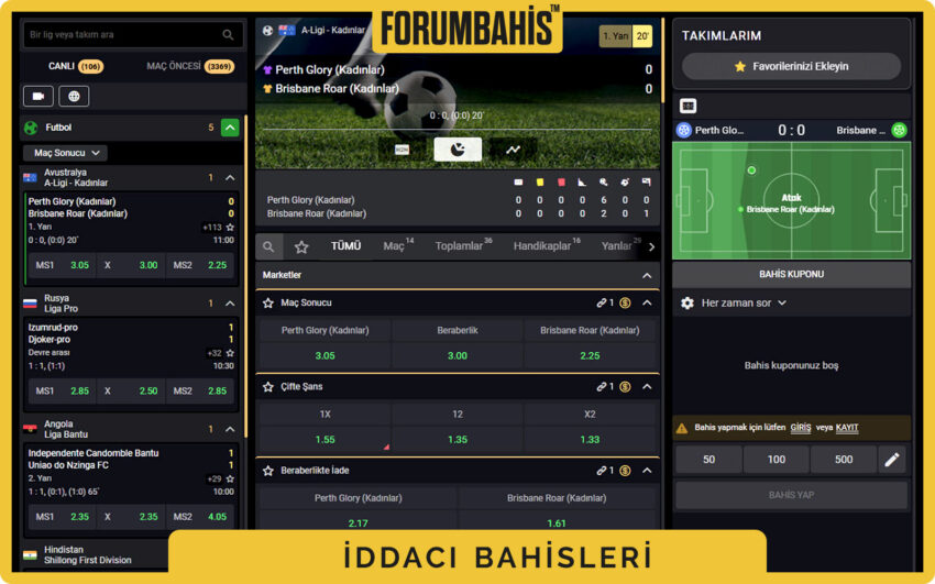 Iddaci mobil ana sayfa ekranı, üstte giriş ve kayıt butonları