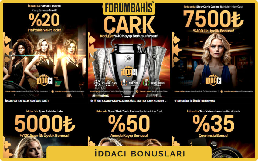 Iddaci bonuslar bölümü, yatırım bonus ve çevrim şartı etiketi