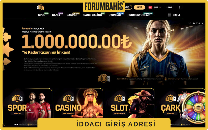 Iddaci arayüzü, arama çubuğu ve sağda Giriş Yap butonu