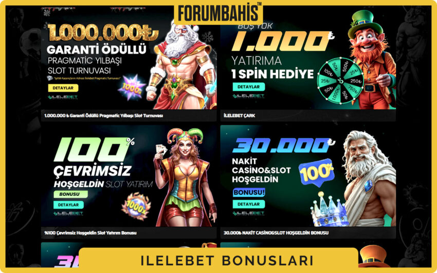 Ilelebet bonuslar genel görünüm, tüm bonus listesi ve filtre etiketleri