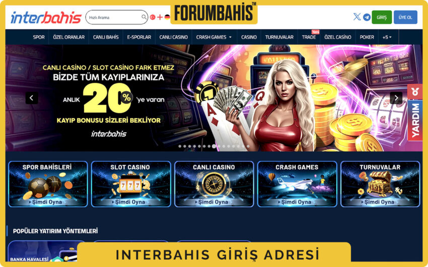 Interbahis giriş formu, e-posta alanı, şifre alanı ve Beni Hatırla onay kutusu