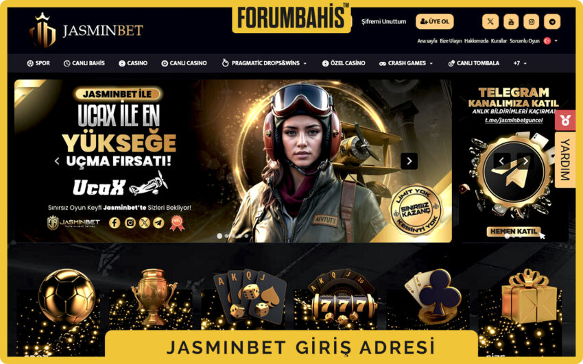 Jasminbet casino banner alanı, kampanya duyurusu ve üst barda giriş