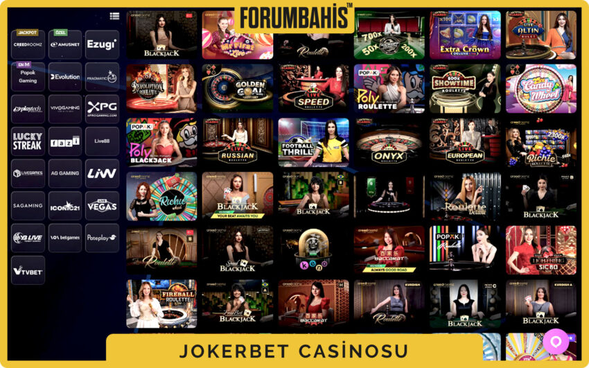 Jokerbet casino blackjack lobisi, çok masalı seçim ekranı
