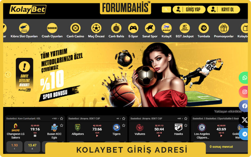 Kolaybet açılış ekranı, cookie bilgilendirme barı ve giriş butonu görünür