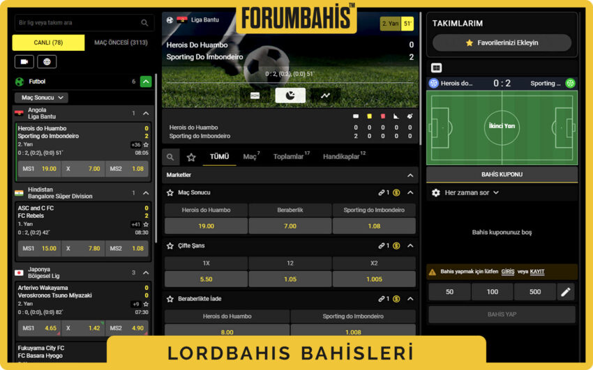 Lordbahis iletişim formu, ad–mesaj alanları ve destek gönder butonu