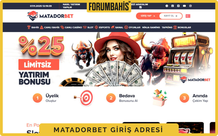 Matadorbet üst menü, canlı destek balonu ve tek tıkla giriş çağrısı