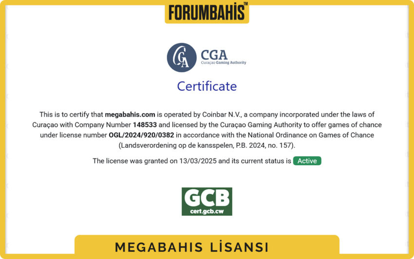 Megabahis lisans bilgileri, sağlayıcı logoları ve lisans kapsamı listesi