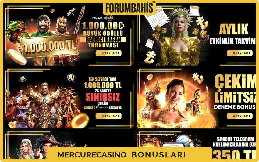 MercureCasino bonuslar genel görünüm, tüm bonus listesi ve filtre etiketleri
