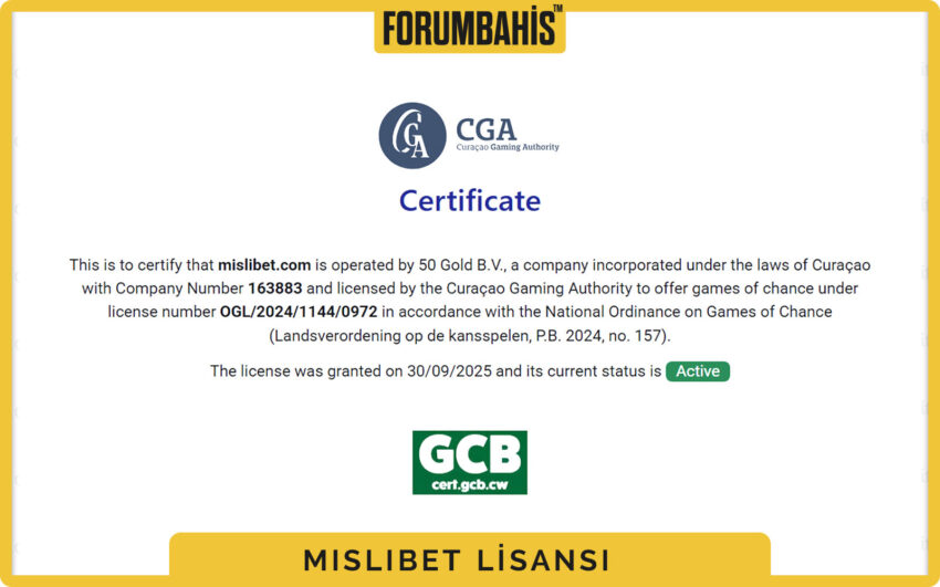 Mislibet lisans sütunu, slot sağlayıcıları için ek lisans referansları