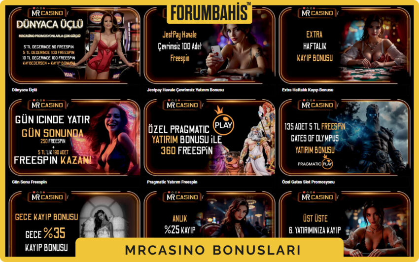 Mrcasino bonuslar bölümü, yatırım bonus ve çevrim şartı etiketi