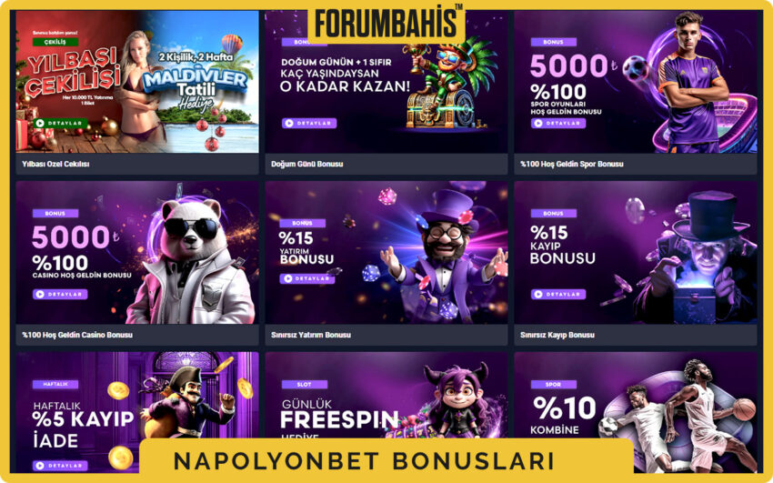 Napolyonbet bonuslar tablosu, çevrim katsayısı ve uygun oyunlar listeli bonus