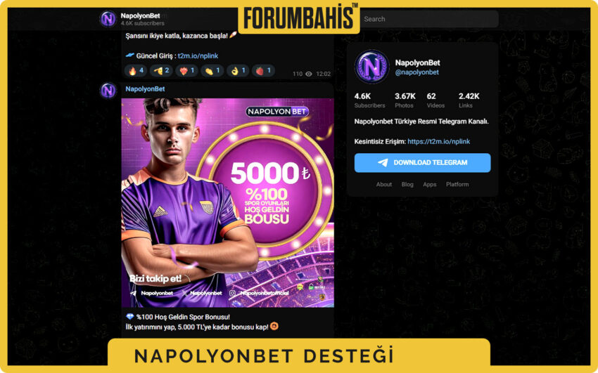 Napolyonbet sosyal medya kutuları, Instagram üzerinden destek duyuruları