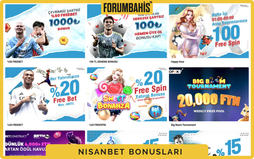 Nisanbet bonuslar bölümü, yatırım bonus ve çevrim şartı etiketi