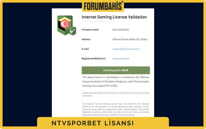 Ntvsporbet lisans sütunu, slot sağlayıcıları için ek lisans referansları