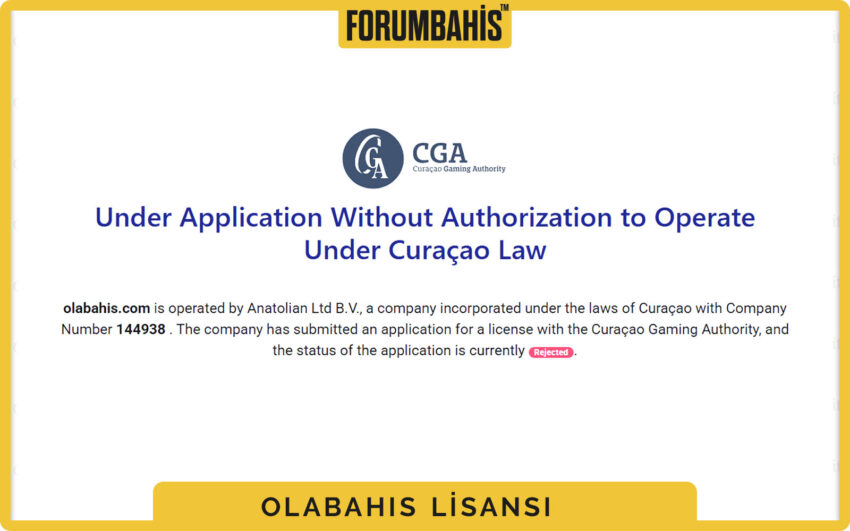 Olabahis lisans tablosu, lisans ülke bilgisi ve şirket kayıt linki