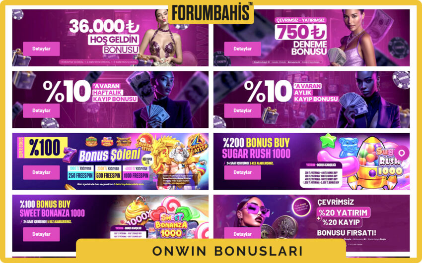 Onwin bonuslar tablosu, çevrim katsayısı ve uygun oyunlar listeli bonus