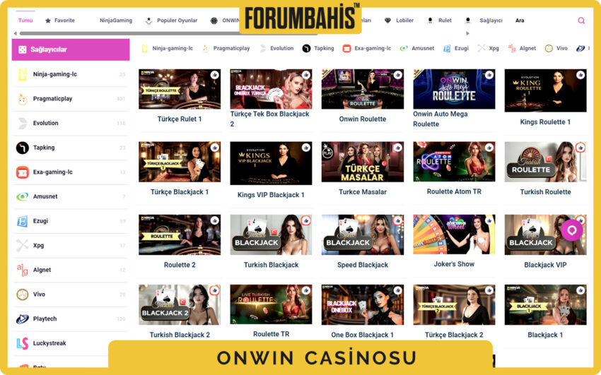 Onwin casino hızlı filtreler, minimum bahis ve bonus uygunluğu