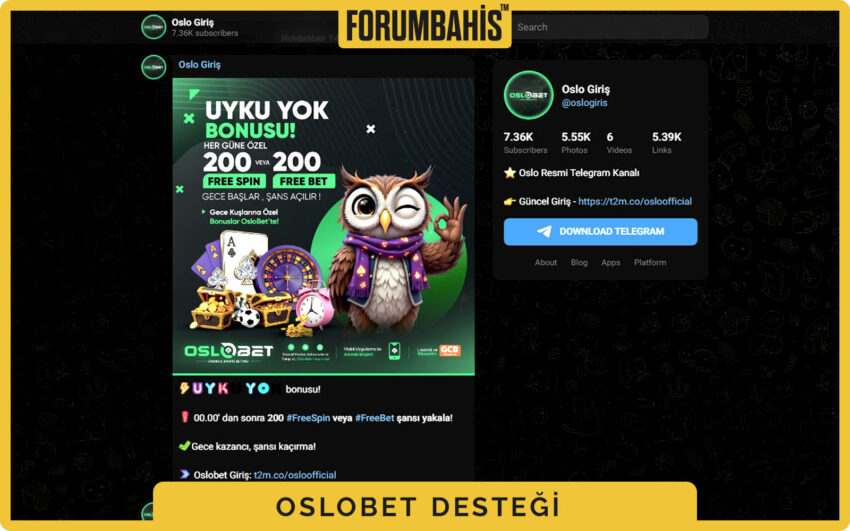 Oslobet yardım merkezi ana ekranı, SSS başlıkları ve destek araması