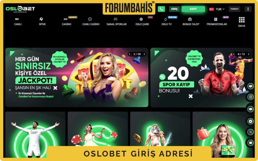 Oslobet mobil ana sayfa ekranı, üstte giriş ve kayıt butonları