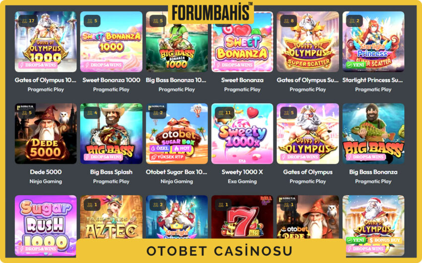 Otobet mobil casino sekmesi, slot ızgarası ve sağlayıcı filtreleri