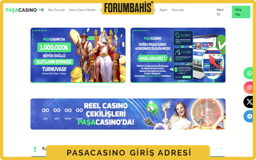 Pasacasino slider geçiş efekti, kampanya görseli ve Kayıt Ol yanında giriş