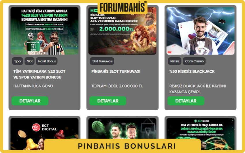 Pinbahis bonuslar bölümü, yatırım bonus ve çevrim şartı etiketi