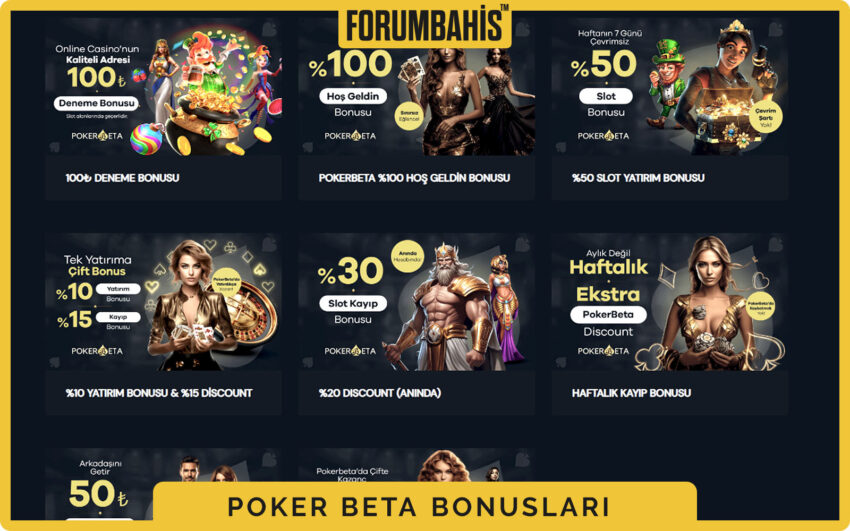 PokerBeta bonuslar bölümü, yatırım bonus ve çevrim şartı etiketi