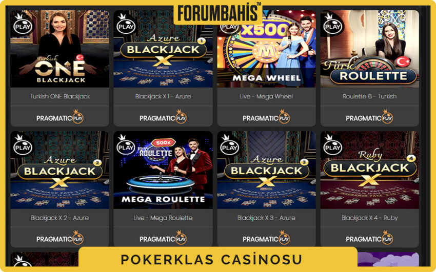 Pokerklas casino lobisi, rulet ve blackjack canlı masaları listesi