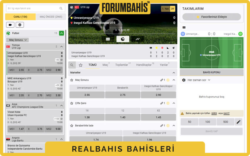 Realbahis giriş formu, e-posta alanı, şifre alanı ve Beni Hatırla onay kutusu