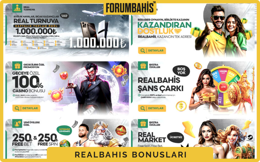 Realbahis bonuslar tablosu, çevrim katsayısı ve uygun oyunlar listeli bonus