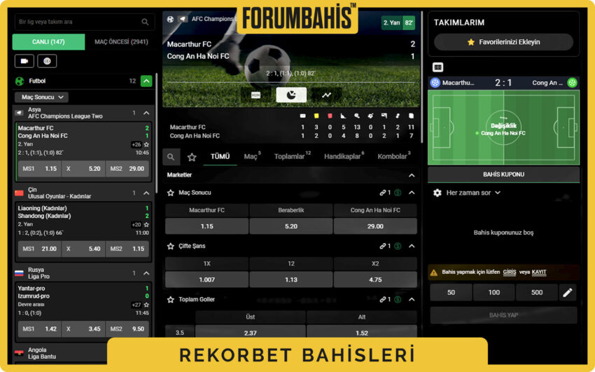 Rekorbet bonus sayfası grid görünümü, yeni kullanıcı bonus ve tavan tutar