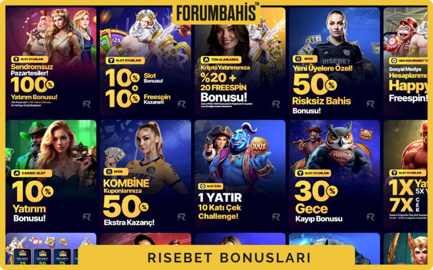 Risebet bonuslar tablosu, çevrim katsayısı ve uygun oyunlar listeli bonus