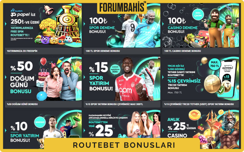 Routebet bonuslar genel görünüm, tüm bonus listesi ve filtre etiketleri