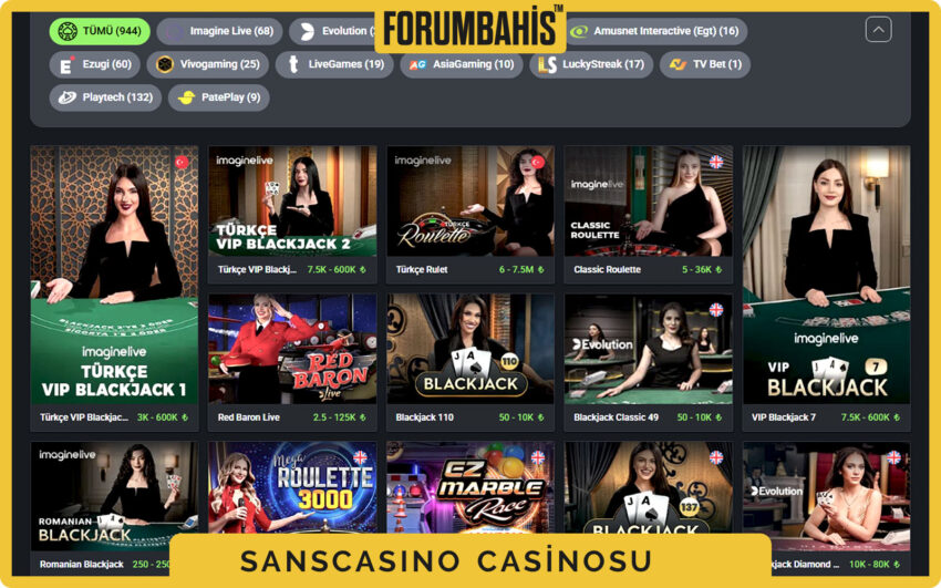 Sanscasino lisans ekranı, canlı casino için lisans kapsamı ve notlar
