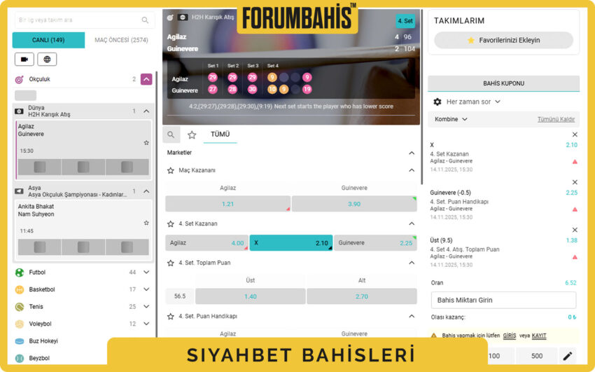 Siyahbet bahis oran tablosu, sütun başlıkları net ve satır ayrımları belirgin